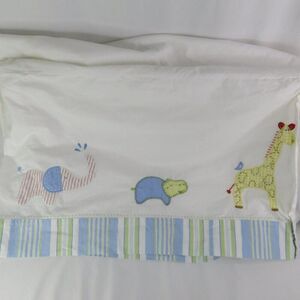 Pottery Barn Kids Crib Skirt Zoo Animals Giraffe Elephant Hippo Monkey Africa